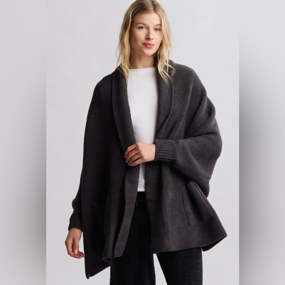 Barefoot Dreams Sweaters - Barefoot Dreams Cozychic Womens Blanket Wrap One Size Carbon Gray